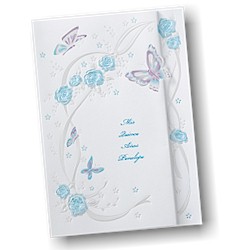 Butterflies and Ribbons in Aqua Quince Años Invitation