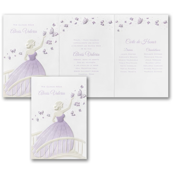 Bridged Butterflies in Lavender Quinceanera Invitation