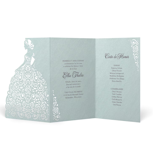 Exquisite Ball Gown in Blue Quinceanera Invitation