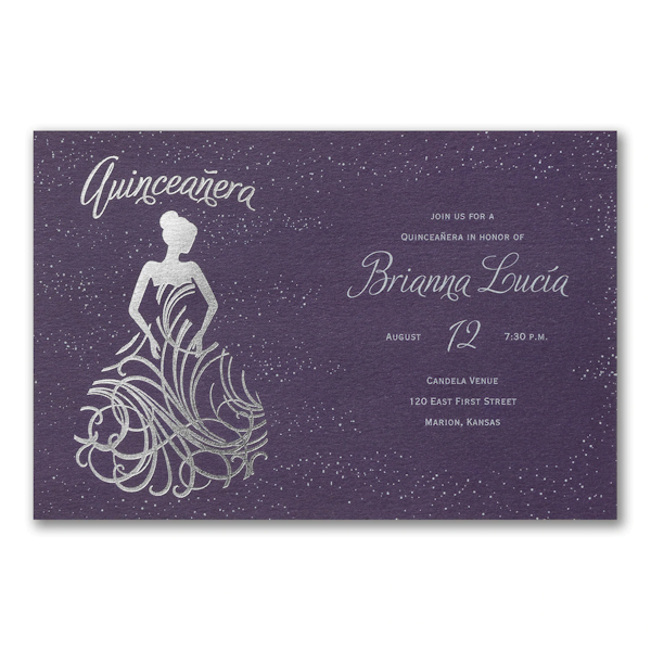 Fanciful Ball Gown Quinceanera Invitation