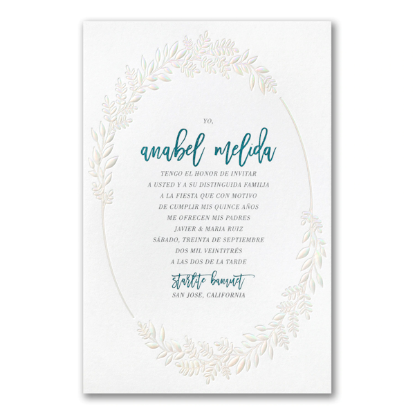 Frame of Leaves Quinceanera Invitation