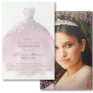 Flowered Ball Gown Quinceanera Invitation